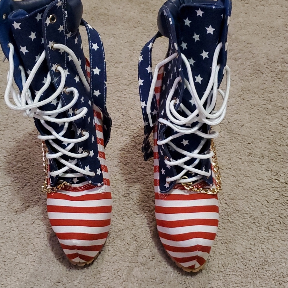 Red white and blue bootie